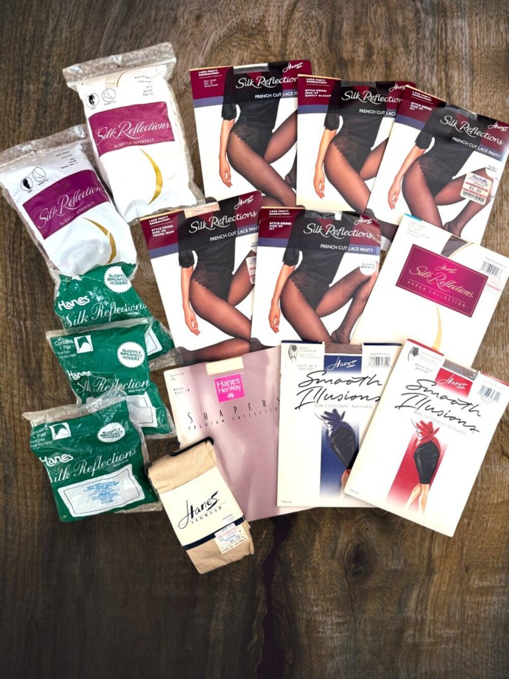 Vintage Hanes Pantyhose Hosiery Lot 15 NOS Packages Silk Reflections Shapers